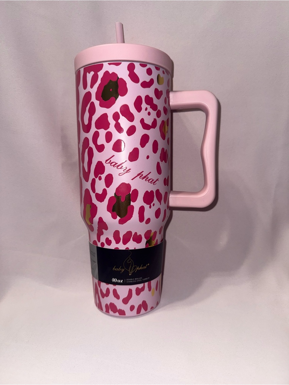 Baby Phat Pink Leopard 40oz Travel Tumbler